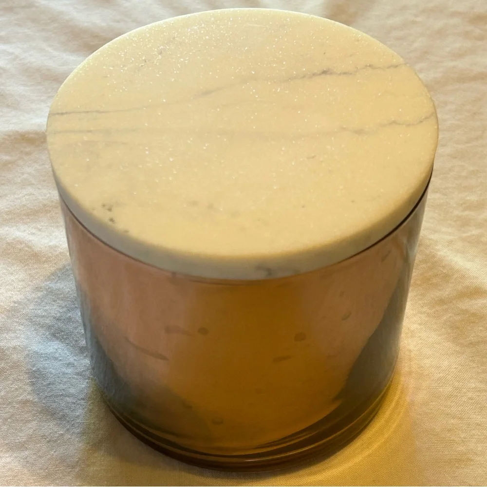 Marble Lid Mercury Pink Glass Storage Jar
